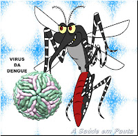 Mosquito Aedes Aegypti carregando uma estrutura de vírus da dengue