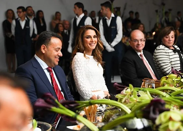 Queen Rania and JRF Director General Enaam Barrishi attend fundraiser gala dinner at the Four Seasons Hotel Amman