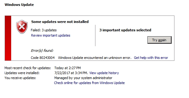 Failed with error code 1 python. Update failed. Код 80092004 ошибка обновления Windows 7 как исправить. 80244010 Ошибка обновления Windows 7. Service update failed.
