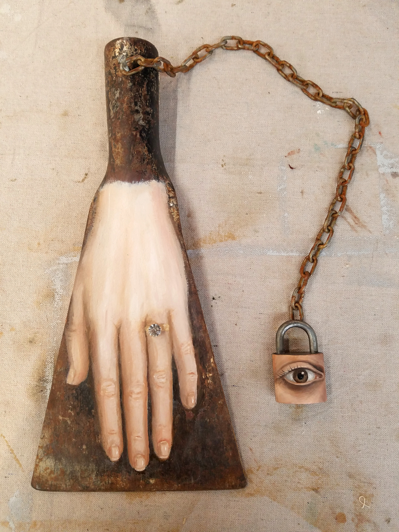 Portrait Paintings on unlikely objects by Alexandra Dillon from Los Angeles, California.