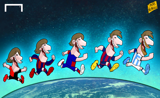 The evolution of Messi cartoon