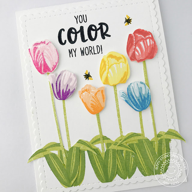 Sunny Studio Stamps: Timeless Tulips and Froggy Friends Birthday Cards by Amy Yang