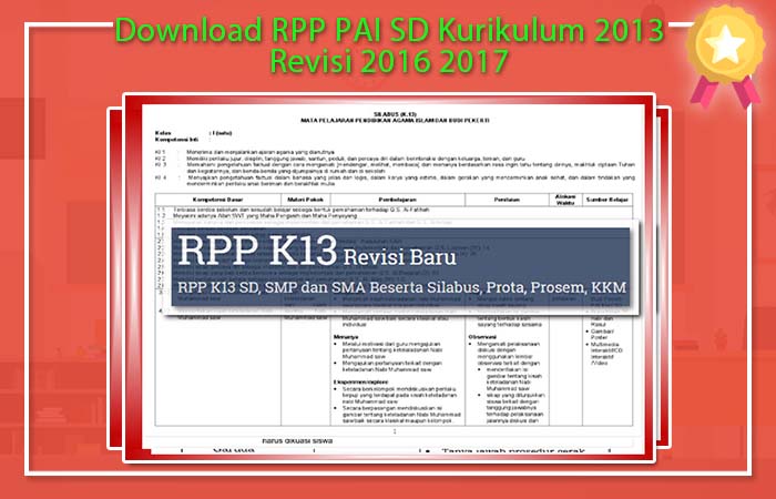 Download RPP PAI SD Kurikulum 2013 Revisi 2016 2017 RPP PAI 2017