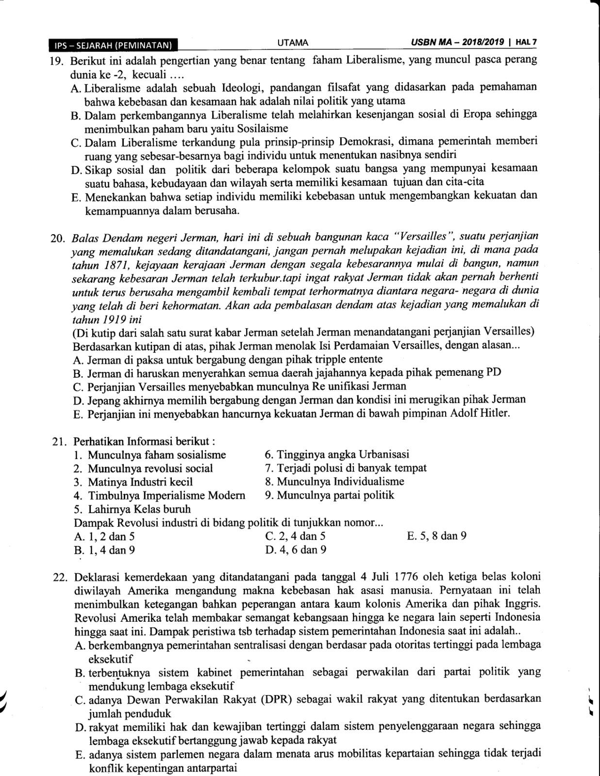 Kumpulan Soal Ujian Sekolah Berstandar Nasional (USBN