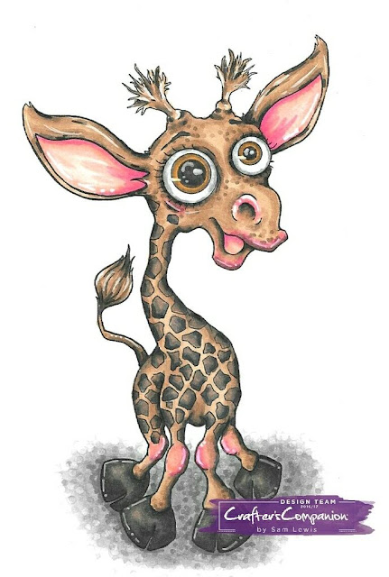 Baby Giraffe by Bloobel Stamps. Coloured by Sam Lewis AKA The Crippled Crafter using Spectrum Noir Markers.