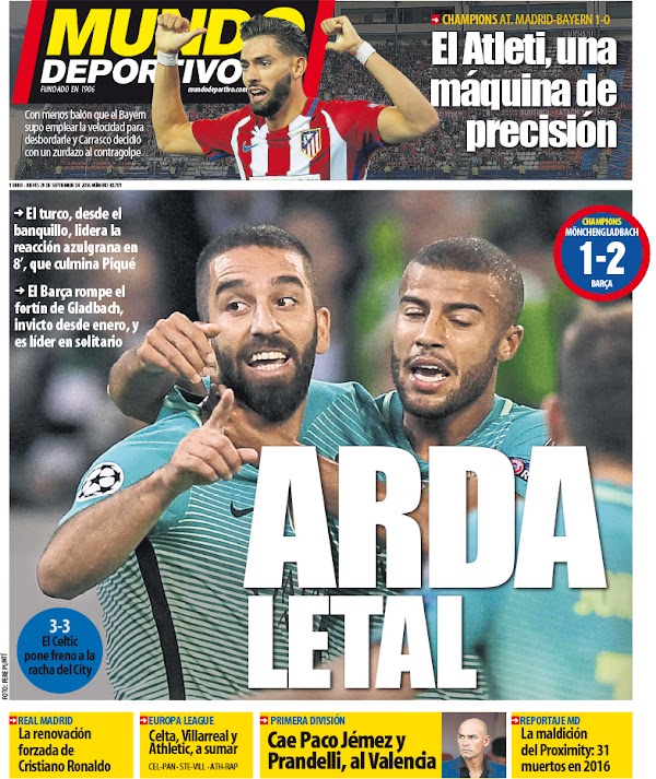 FC Barcelona, Mundo Deportivo: "Arda letal"