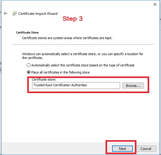 Certificate Install Step 3 - Trusted Certificate Assign