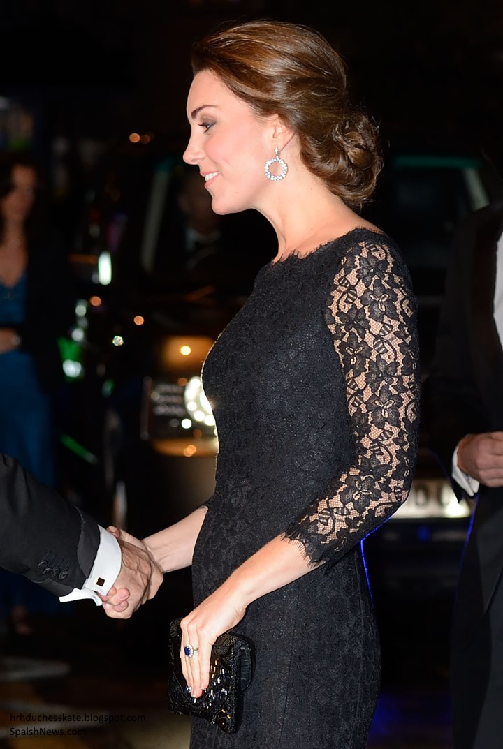 Kate Middleton wears DVF black lace Zarita dress for Royal Variety