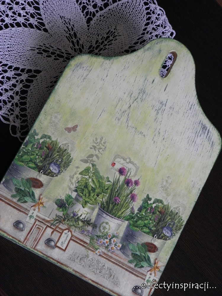 ...efecty inspiracji... deseczka ziołami pachnąca / decoupage na