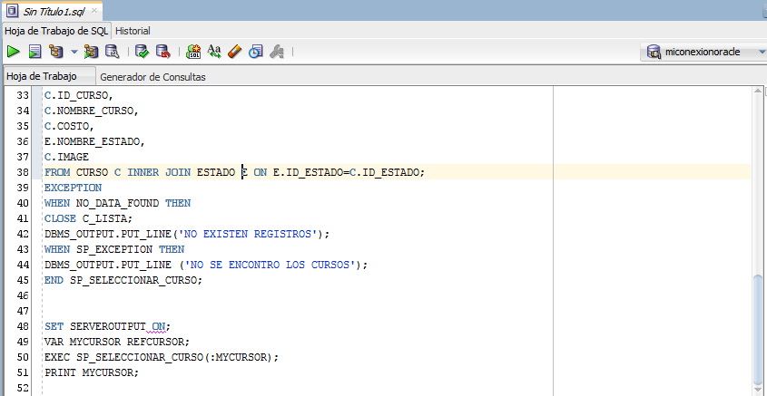 REF CURSOR EN ORACLE PL/SQL