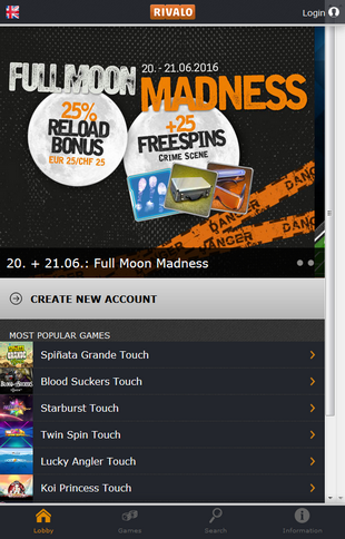 Rivalo Casino Mobile Rivalo Casino Mobile Screen