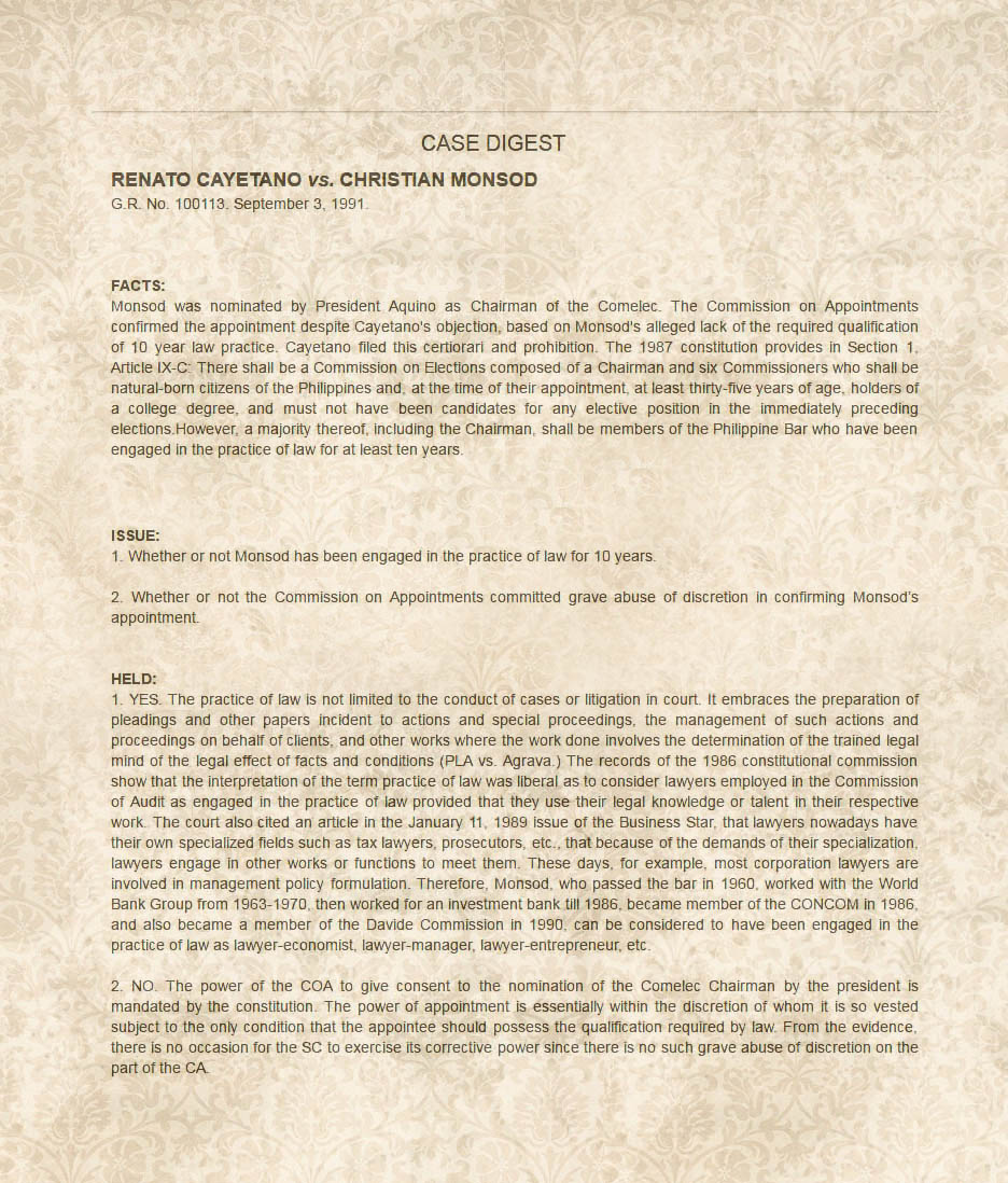 Essay on cayetano vs monsod image