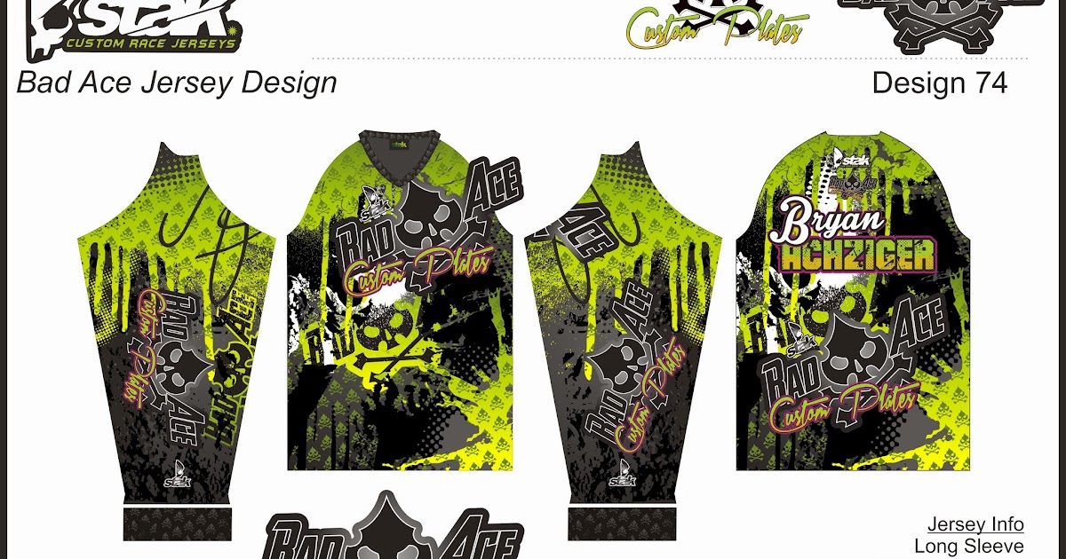 Custom downhill MTB / MX race Jerseys: Bad ace Race plates Jersey Design