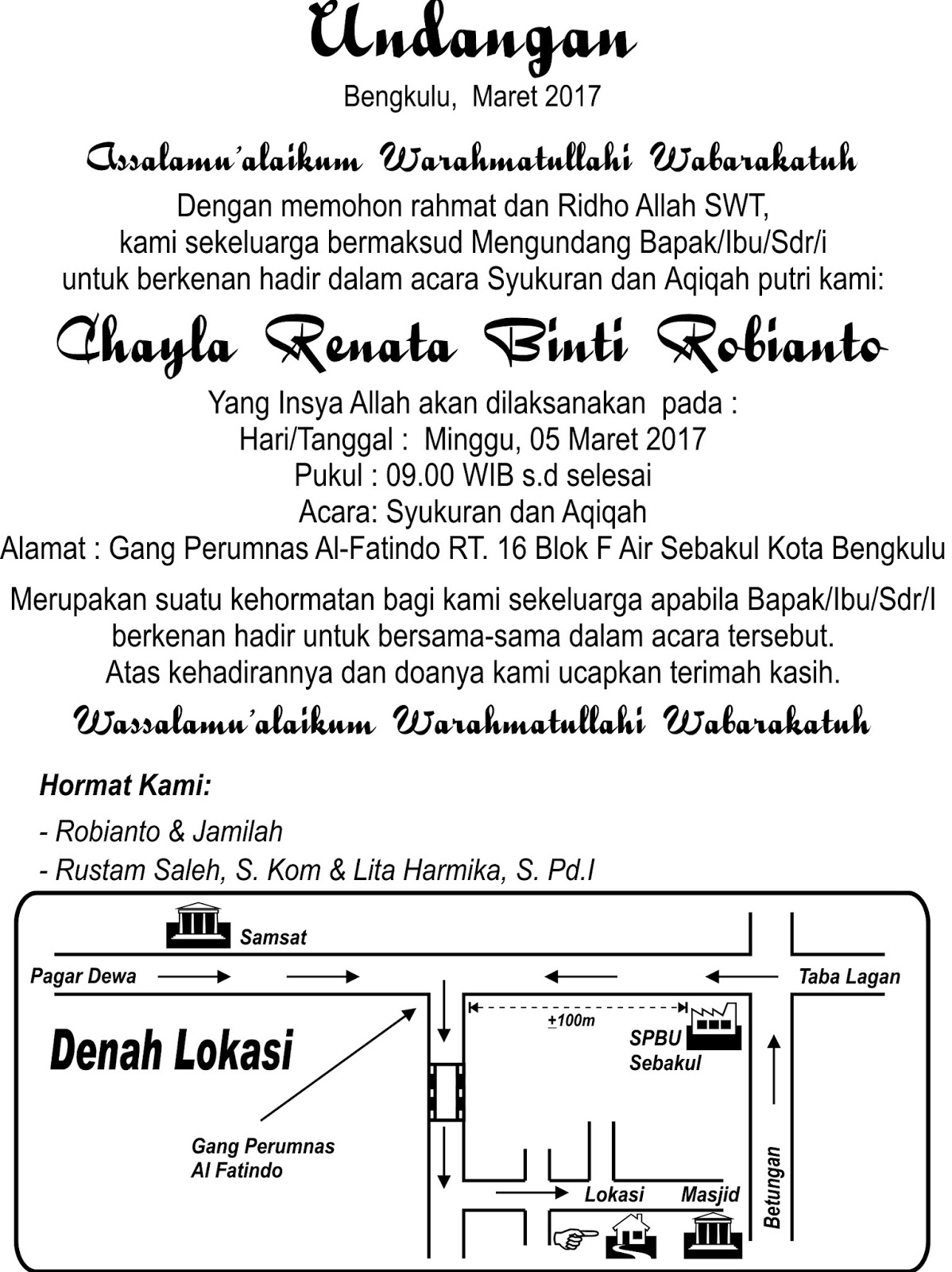 Contoh Undangan Aqiqah Unik Kreatif Kumpulan Surat Lengkap