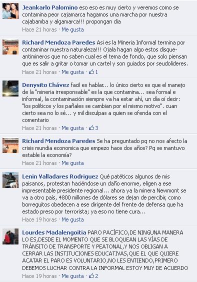En Facebook cajabambinos prefieren erradicar minería informal
