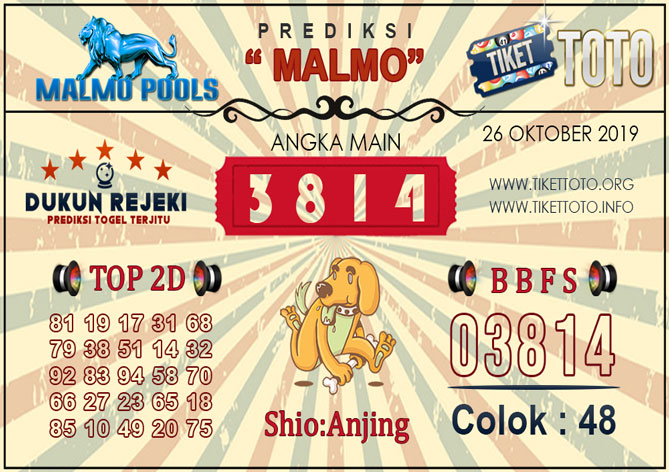 Prediksi Togel MALMO TIKETTOTO 26 OKTOBER 2019