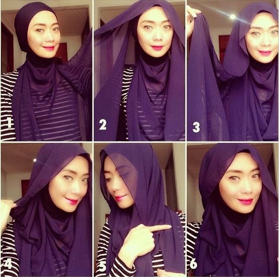cara memakai jilbab pashmina simple