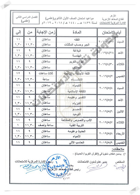 جداول امتحانات النقل الإعدادي والثانوي والقراءات والبعوث الإسلامية 2019 جداول امتحانات النقل الإعدادي والثانوي والقراءات والبعوث الإسلامية 2019