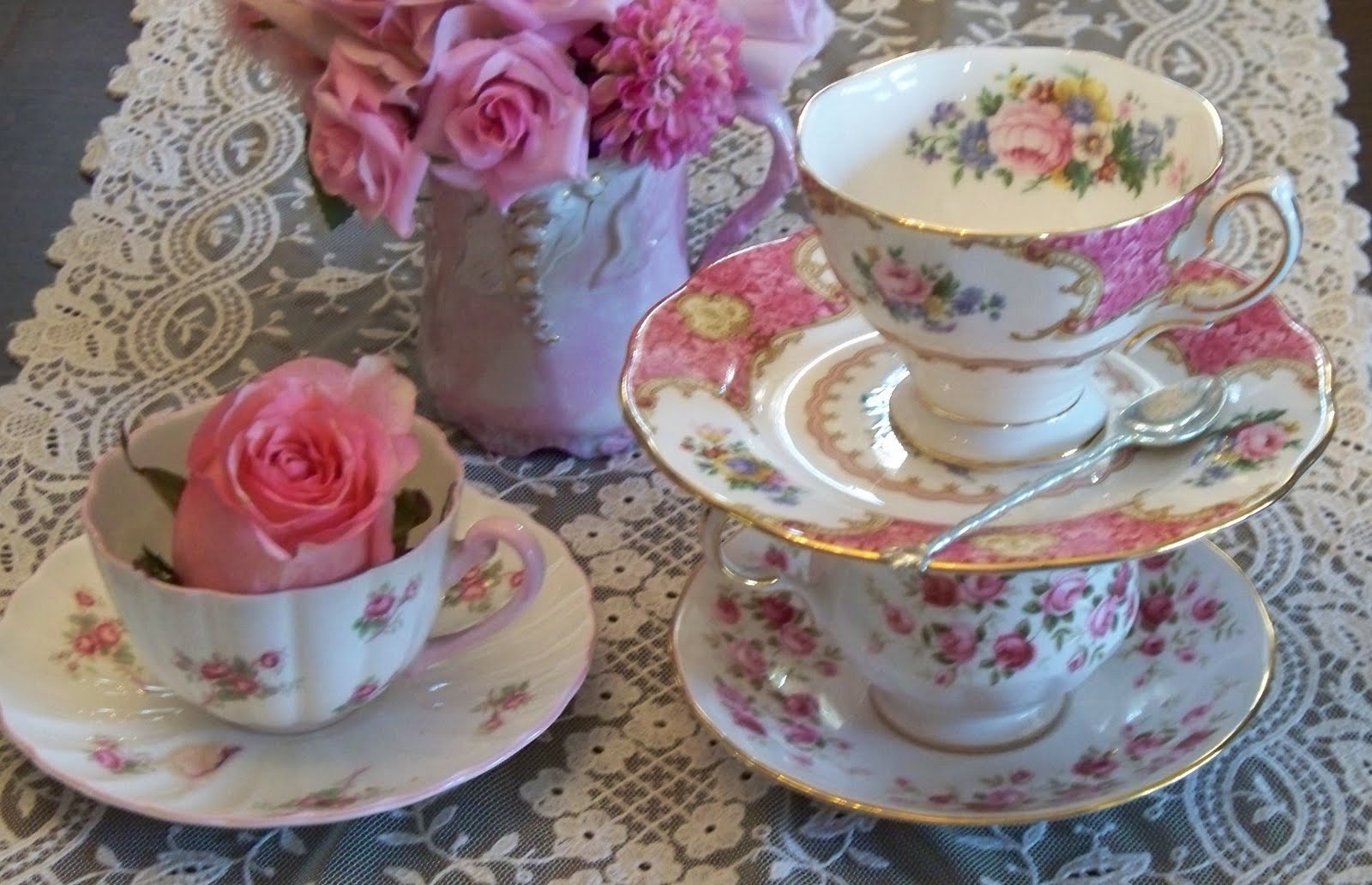 Pink Roses and Teacups Pink Saturday