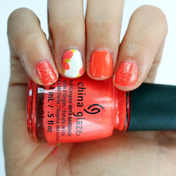 China Glaze Papa Don't Peach - Summer Floral Nail Art - Tori's Pretty Things Blog