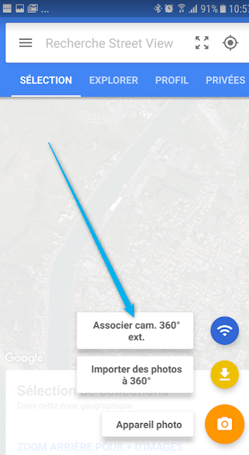 comment brancher la samsung gear 360 SM-R210 2017 sur google street