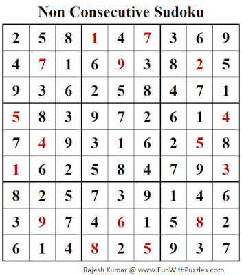 Answer of Non Consecutive Sudoku Puzzle (Fun With Sudoku #301)