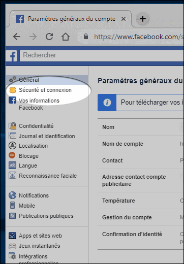 الأمان والاتصال Sécurité et connexion في فيسبوك الأمان والاتصال Sécurité et connexion في فيسبوك