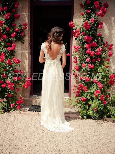 V-Neck Backless Beading Ribbon Garden Lace Wedding Dress (11342027) V-Neck Backless Beading Ribbon Garden Lace Wedding Dress (11342027)