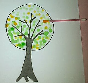 Cara Menggambar Pohon Cantik dengan Cotton Bud dan Pewarna 