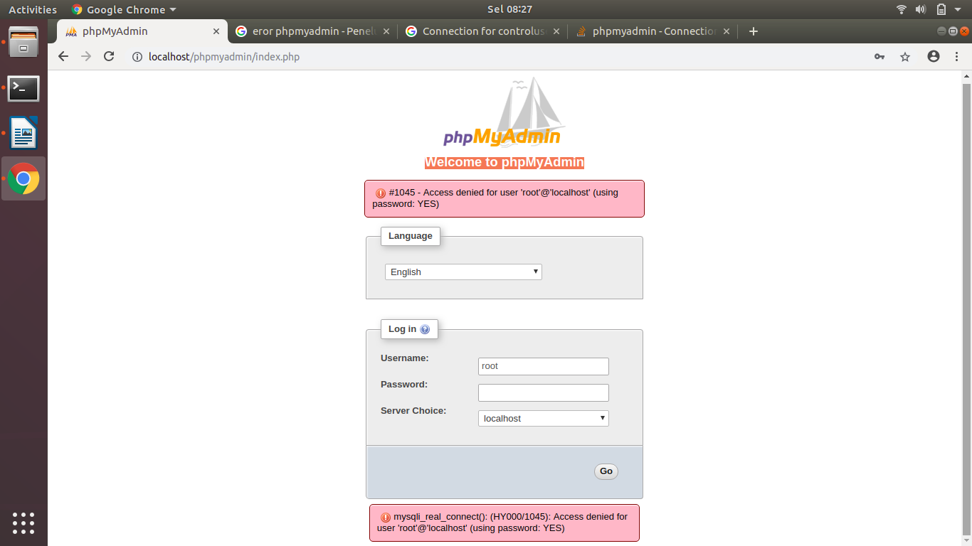 Phpmyadmin access denied for user. Phpmyadmin access denied for user