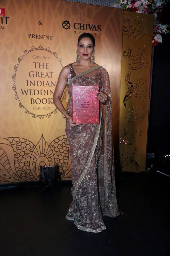 Bipasha Basu In Pink Saree At Great Indian Wedding Book Launch