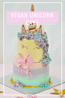 vegan unicorn cake, unicorn first birthday cake, themummyadventure.com