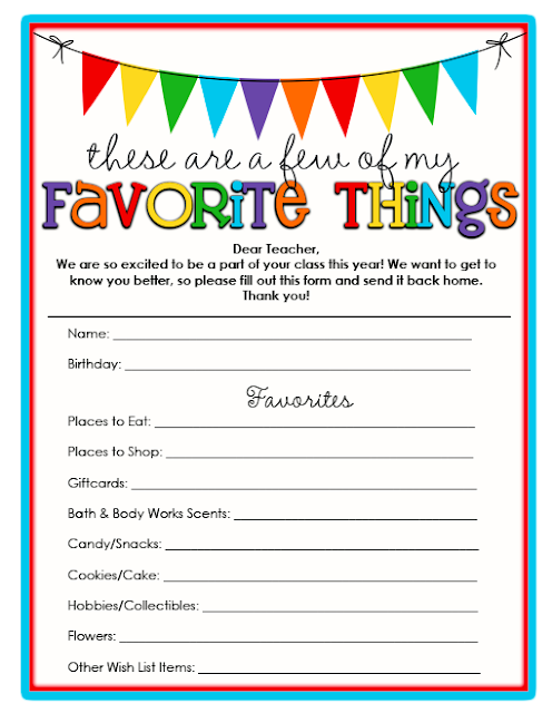 Teacher Favorite Things Printable Free : Life sweet Life: Teacher's Favorite Things free Printable