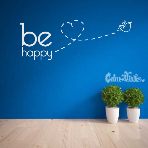 vinilo decorativo pred frase be happy