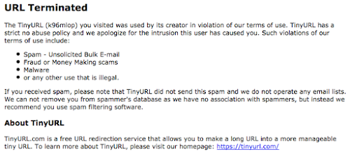 tinyurl hosted a redirect to a phishing