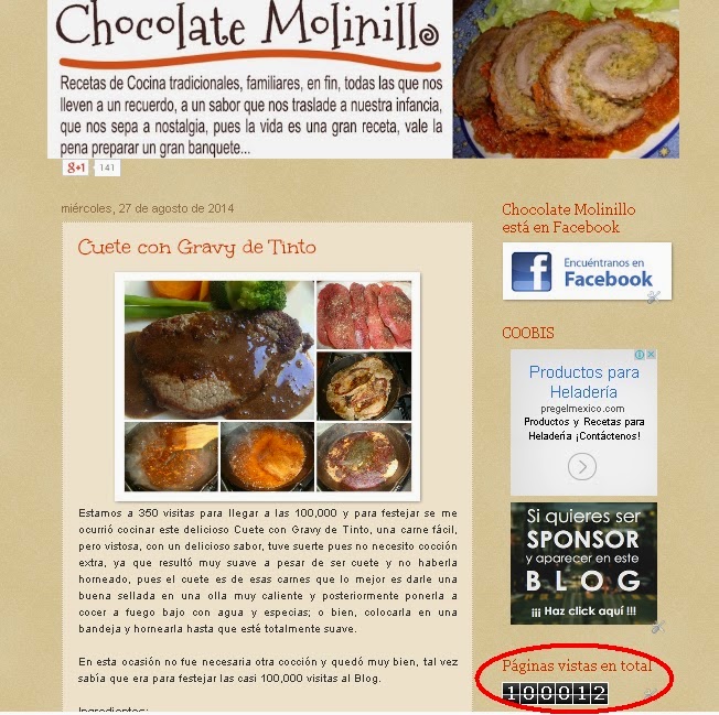100,000 visitas al blog Chocolate Molinillo
