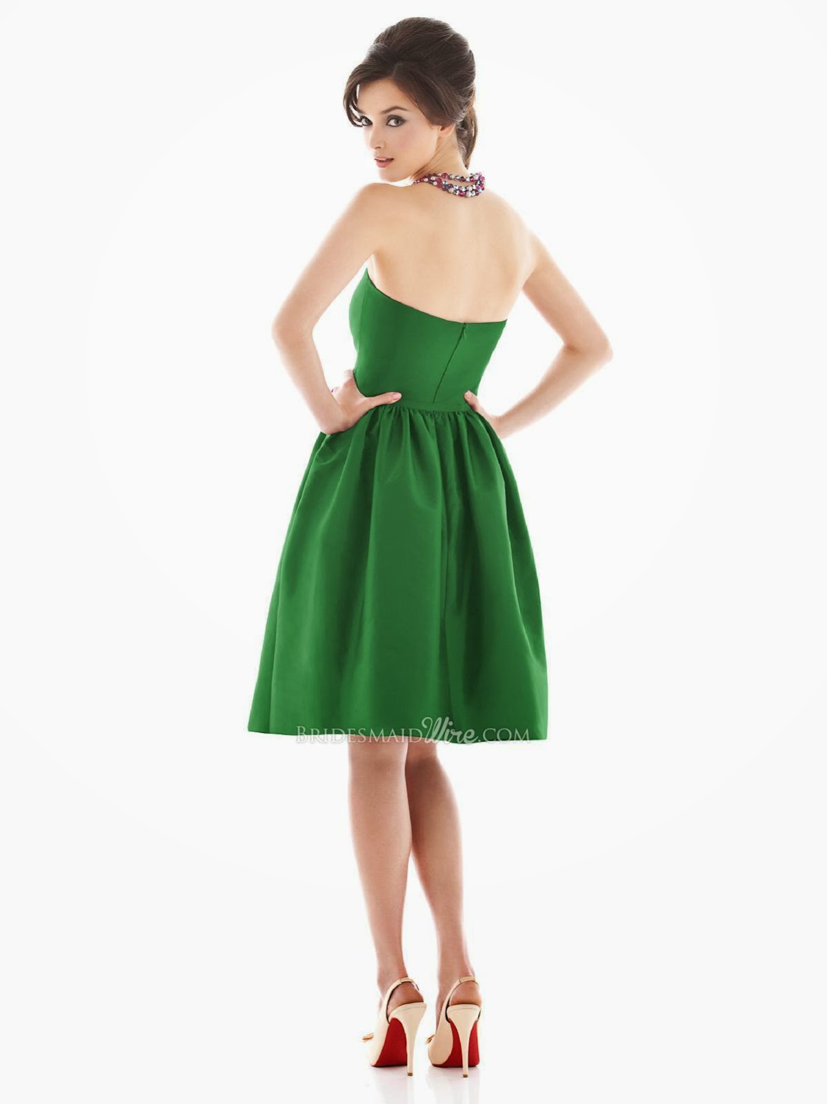 Ivy Halter Cocktail Bridesmaid Dress with Top Stitched Straps-2