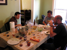 My friends enjoying some post-blending burritos.