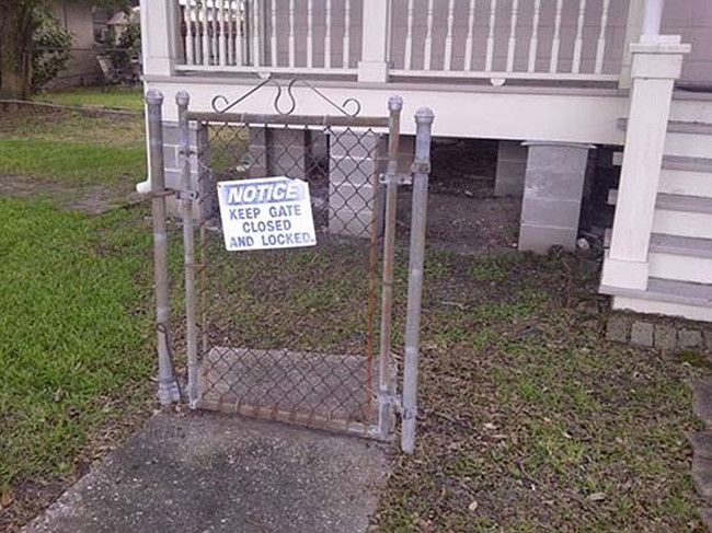 32 Design Fails That Make Little — To Zero — Sense - You better make sure that useless gate is closed and locked!