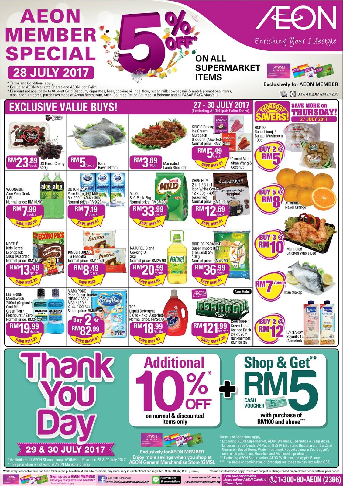 AEON Member Special 5% Discount on All Supermarket Items 28 July 2017