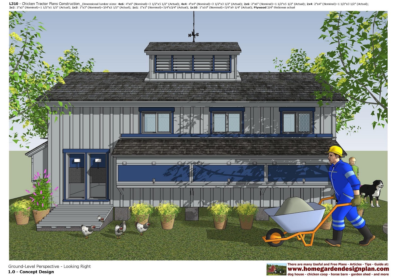 home garden plans: L310 - Chicken Coop Plans Construction 