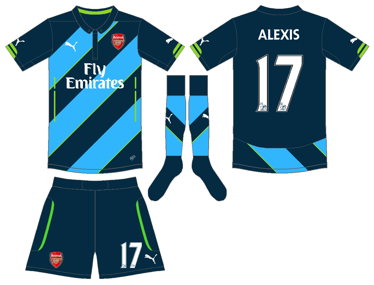 uniformes de futbol editados en paint arsenal local y visita 2014/2015