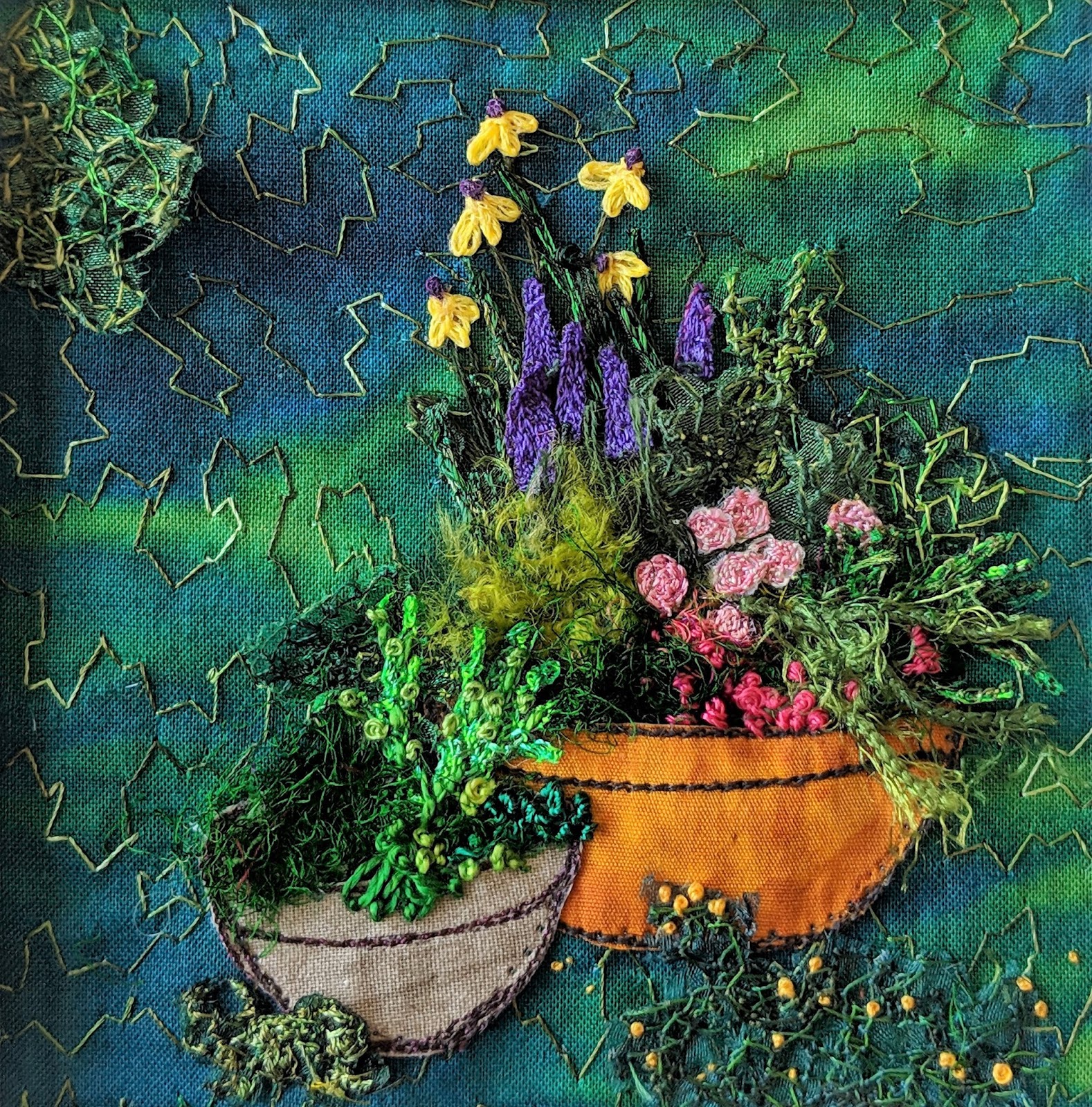 Judy Cooper Textile Artist 11 Flower Gardens Finished!