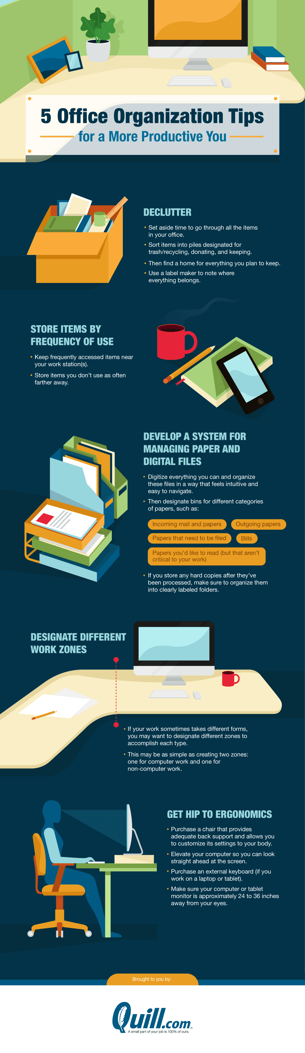 Office organization ideas for greater productivity #infographic #Office #Productivity Office organization ideas for greater productivity