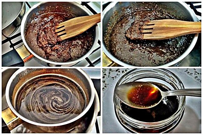 Preparación del caramelo líquido