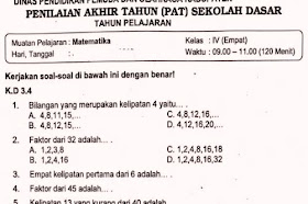 Ilmu Pengetahuan 10 Soal Ulangan Matematika Kelas 4 Semester 2 K 13