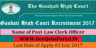 Gauhati High Court Recruitment 2017– Law Clerk