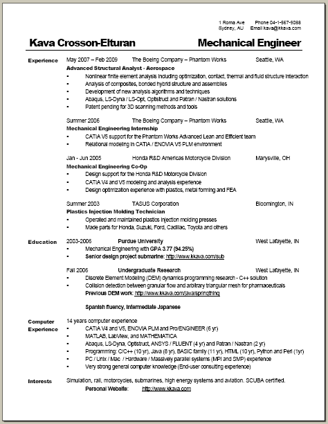 Kava Australia: Resume Format