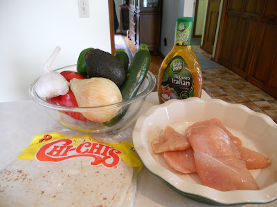 Chicken breasts, onions. peppers, zucchini, Italian dressing