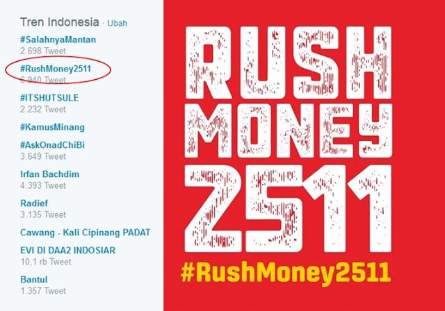 #RushMoney2511 Kini Menjadi Trending Topik Di Twitter, Apa Itu?